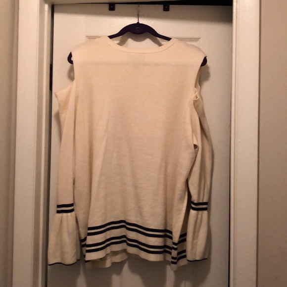 Lane Bryant Cold Shoulder Off White Sweater - Picture 2 of 3